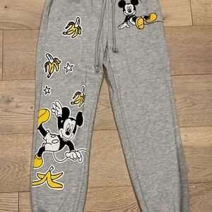 Disney Gray Mickey Mouse Joggers with Banana Design